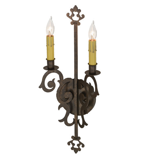 Meyda Lighting Aneila 8" 2-Light Gilded Tobacco Wall Sconce With Faux Candlelight