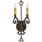 Meyda Lighting Aneila 8" 2-Light Gilded Tobacco Wall Sconce With Faux Candlelight