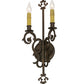 Meyda Lighting Aneila 8" 2-Light Gilded Tobacco Wall Sconce With Faux Candlelight