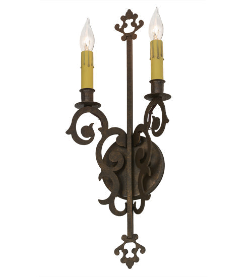 Meyda Lighting Aneila 8" 2-Light Gilded Tobacco Wall Sconce With Faux Candlelight
