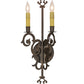 Meyda Lighting Aneila 8" 2-Light Gilded Tobacco Wall Sconce With Faux Candlelight
