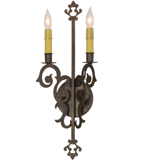 Meyda Lighting Aneila 8" 2-Light Gilded Tobacco Wall Sconce With Faux Candlelight