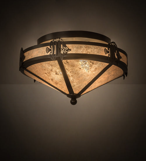 Meyda Lighting Angel Fish 16" 2-Light Timeless Bronze Flush Mount Light With Silver Mica Shade Glass