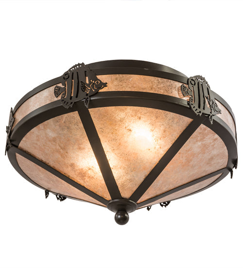 Meyda Lighting Angel Fish 16" 2-Light Timeless Bronze Flush Mount Light With Silver Mica Shade Glass