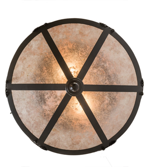 Meyda Lighting Angel Fish 16" 2-Light Timeless Bronze Flush Mount Light With Silver Mica Shade Glass
