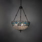 Meyda Lighting Angelica 20" 3-Light Mahogany Bronze Inverted Pendant Light With Blue Iridescent & Clear Stained Shade Glass