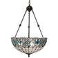 Meyda Lighting Angelica 20" 3-Light Mahogany Bronze Inverted Pendant Light With Blue Iridescent & Clear Stained Shade Glass