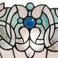 Meyda Lighting Angelica 20" 3-Light Mahogany Bronze Inverted Pendant Light With Blue Iridescent & Clear Stained Shade Glass