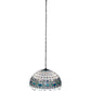 Meyda Lighting Angelica 20" 3-Light Mahogany Bronze Pendant Light With Blue Iridescent & Clear Stained Shade Glass
