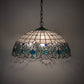 Meyda Lighting Angelica 20" 3-Light Mahogany Bronze Pendant Light With Blue Iridescent & Clear Stained Shade Glass