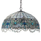 Meyda Lighting Angelica 20" 3-Light Mahogany Bronze Pendant Light With Blue Iridescent & Clear Stained Shade Glass