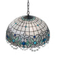 Meyda Lighting Angelica 20" 3-Light Mahogany Bronze Pendant Light With Blue Iridescent & Clear Stained Shade Glass