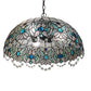 Meyda Lighting Angelica 20" 3-Light Mahogany Bronze Pendant Light With Blue Iridescent & Clear Stained Shade Glass