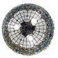 Meyda Lighting Angelica 20" 3-Light Mahogany Bronze Pendant Light With Blue Iridescent & Clear Stained Shade Glass
