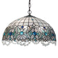 Meyda Lighting Angelica 20" 3-Light Mahogany Bronze Pendant Light With Blue Iridescent & Clear Stained Shade Glass