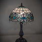 Meyda Lighting Angelica 20" Mahogany Bronze Table Lamp With Blue Iridescent & Clear Stained Shade Glass