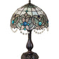 Meyda Lighting Angelica 20" Mahogany Bronze Table Lamp With Blue Iridescent & Clear Stained Shade Glass