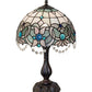 Meyda Lighting Angelica 20" Mahogany Bronze Table Lamp With Blue Iridescent & Clear Stained Shade Glass