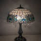 Meyda Lighting Angelica 21" 2-Light Mahogany Bronze Table Lamp With Blue Iridescent & Clear Stained Shade Glass