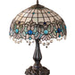 Meyda Lighting Angelica 21" 2-Light Mahogany Bronze Table Lamp With Blue Iridescent & Clear Stained Shade Glass