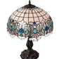 Meyda Lighting Angelica 21" 2-Light Mahogany Bronze Table Lamp With Blue Iridescent & Clear Stained Shade Glass