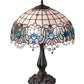 Meyda Lighting Angelica 21" 2-Light Mahogany Bronze Table Lamp With Blue Iridescent & Clear Stained Shade Glass