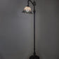 Meyda Lighting Angelica 61" Mahogany Bronze Bridge Arm Floor Lamp With Blue Iridescent & Clear Stained Shade Glass