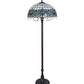 Meyda Lighting Angelica 63" 2-Light Mahogany Bronze Floor Lamp With Blue Iridescent & Clear Stained Shade Glass