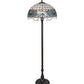 Meyda Lighting Angelica 63" 2-Light Mahogany Bronze Floor Lamp With Blue Iridescent & Clear Stained Shade Glass