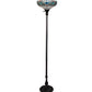 Meyda Lighting Angelica 67" Mahogany Bronze Torchiere Floor Lamp With Blue Iridescent & Clear Stained Shade Glass