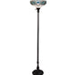 Meyda Lighting Angelica 67" Mahogany Bronze Torchiere Floor Lamp With Blue Iridescent & Clear Stained Shade Glass