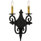 Meyda Lighting Angelique 12" 2-Light Blackwash Wall Sconce With Ivory Faux Candlelight