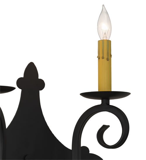 Meyda Lighting Angelique 12" 2-Light Blackwash Wall Sconce With Ivory Faux Candlelight