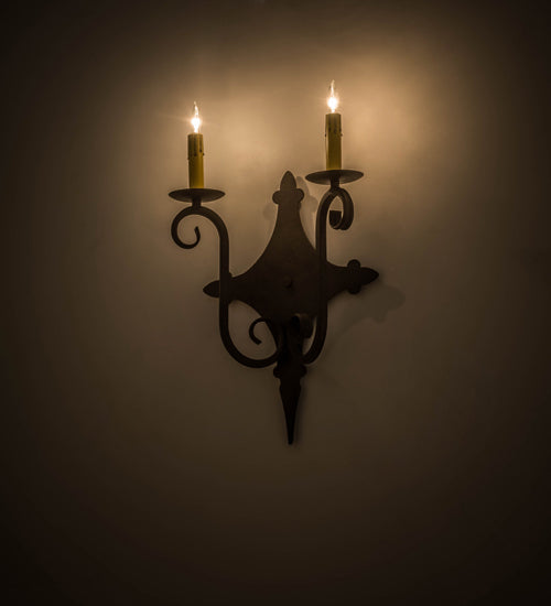 Meyda Lighting Angelique 12" 2-Light Cajun Spice Wall Sconce With Amber Faux Candlelight