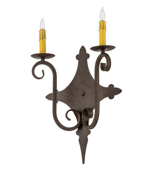 Meyda Lighting Angelique 12" 2-Light Cajun Spice Wall Sconce With Amber Faux Candlelight