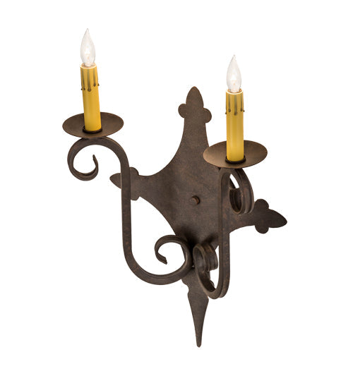Meyda Lighting Angelique 12" 2-Light Cajun Spice Wall Sconce With Amber Faux Candlelight