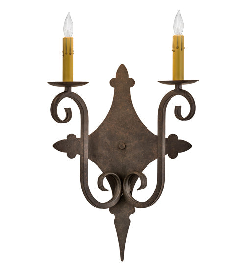 Meyda Lighting Angelique 12" 2-Light Cajun Spice Wall Sconce With Amber Faux Candlelight
