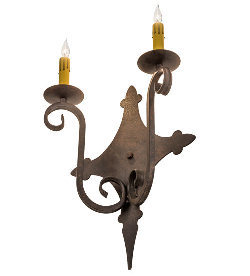 Meyda Lighting Angelique 12" 2-Light Cajun Spice Wall Sconce With Amber Faux Candlelight