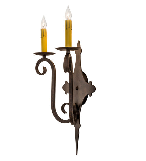 Meyda Lighting Angelique 12" 2-Light Cajun Spice Wall Sconce With Amber Faux Candlelight