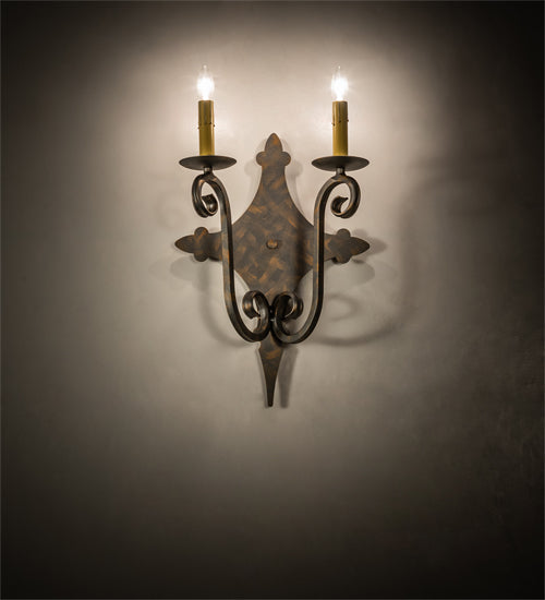 Meyda Lighting Angelique 12" 2-Light French Bronze Wall Sconce With Ivory Faux Candlelight
