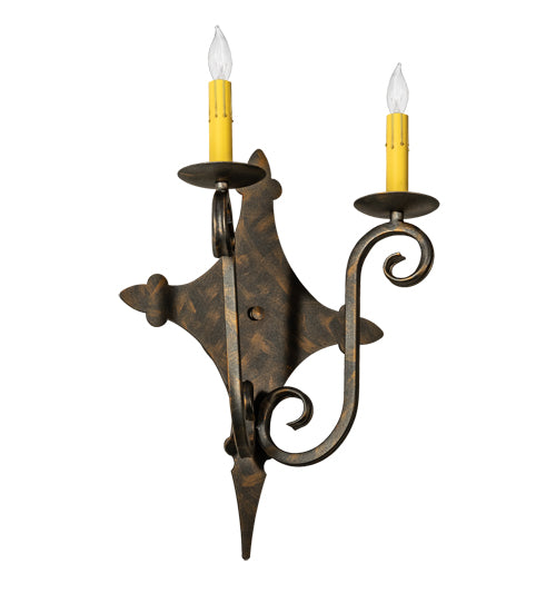 Meyda Lighting Angelique 12" 2-Light French Bronze Wall Sconce With Ivory Faux Candlelight