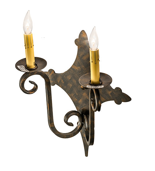 Meyda Lighting Angelique 12" 2-Light French Bronze Wall Sconce With Ivory Faux Candlelight