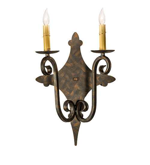 Meyda Lighting Angelique 12" 2-Light French Bronze Wall Sconce With Ivory Faux Candlelight