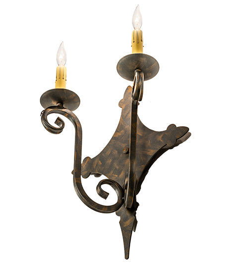 Meyda Lighting Angelique 12" 2-Light French Bronze Wall Sconce With Ivory Faux Candlelight