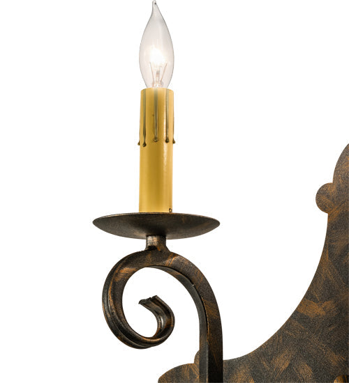 Meyda Lighting Angelique 12" 2-Light French Bronze Wall Sconce With Ivory Faux Candlelight