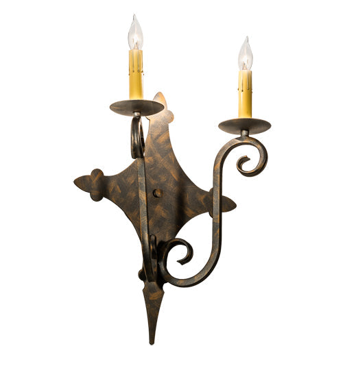 Meyda Lighting Angelique 12" 2-Light French Bronze Wall Sconce With Ivory Faux Candlelight