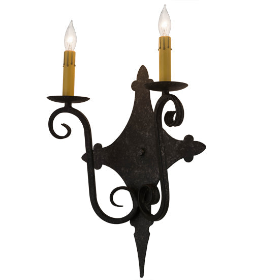 Meyda Lighting Angelique 12" 2-Light Graphite Pewter Wall Sconce With Ivory Faux Candlelight