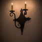 Meyda Lighting Angelique 12" 2-Light Textured Black Wall Sconce With Ivory Faux Candlelight