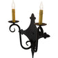 Meyda Lighting Angelique 12" 2-Light Textured Black Wall Sconce With Ivory Faux Candlelight