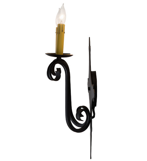 Meyda Lighting Angelique 12" 2-Light Textured Black Wall Sconce With Ivory Faux Candlelight
